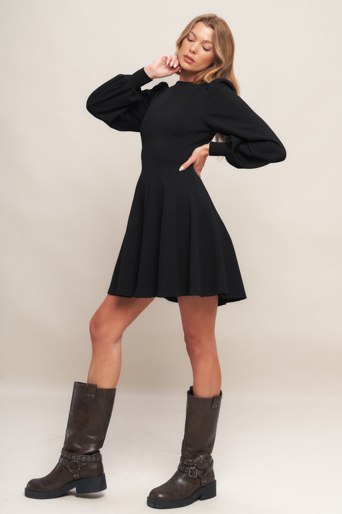 BLACK SWAN HEAVY KNIT MINI DRESS Flying Tomato